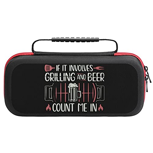 Grill Drink Funny BBQ Lover Beer Carrying Case for Nintendo Switch Hard Shell Cover w/20 Game Card Slots