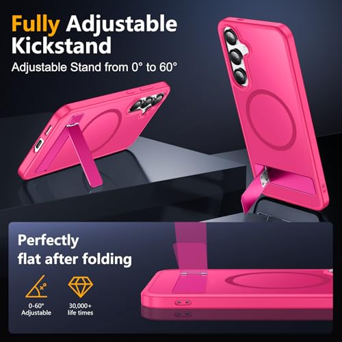 Image of SPIDERCASE Magnetic for Samsung Galaxy S25 Plus Case, with [3 Stand Ways][ Military Grade Drop Protection] with Invisible Stand Shockproof Slim Case Just for Samsung Galaxy S25 Plus 6.7 inch, Rose Red