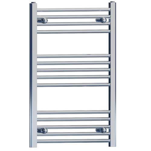 Image of 450mm Wide Chrome Heated Bathroom Towel Rail Radiator For Central Heating Elegant UK (450mm x 800mm (h))
