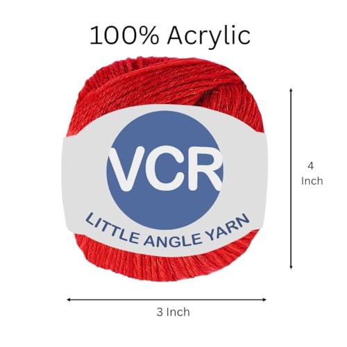 Image of VCR 4 Ply Red Little Angle Yarn, 25 Grams, 92 Meters Length, 100% Acrylic Soft Baby Knitting Yarn for Crochet, Newborn Sweaters, Soft Baby Socks, Mittens and Leggings, Pack of 1
