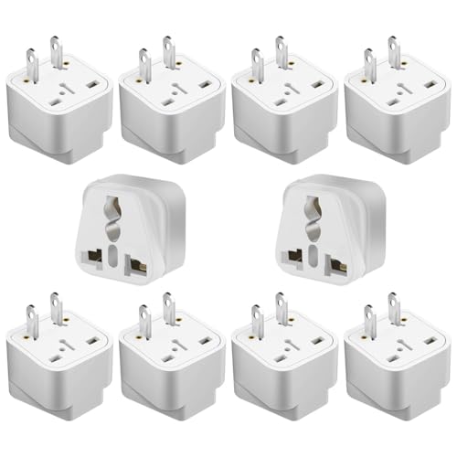 TEWOXIN 10PCS UK Australia to USA Travel Adapter Plug, White