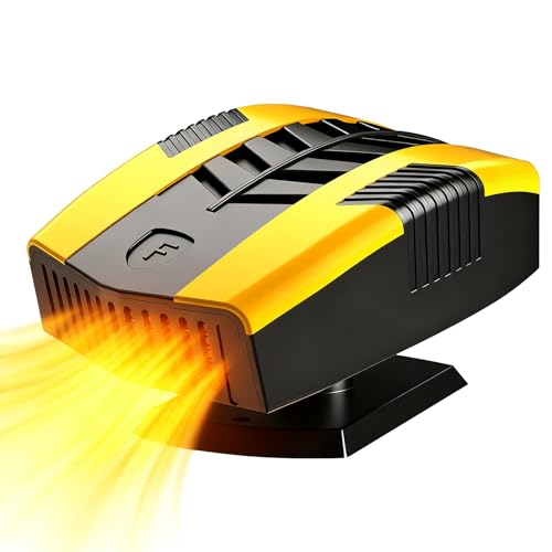 2026 Portable Car Heaters for Vehicle, Car Heater That Plugs Into Cigarette Lighte, Portable Heater for Car, 2 in 1 Fast Heating & Cooling 360° Rotatable Car Defroster Windshield Heater Yellow