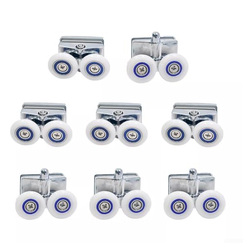 Set di 4 rotelle doppie per porta della doccia, 23 mm, ricambio superiore inferiore per porta della doccia