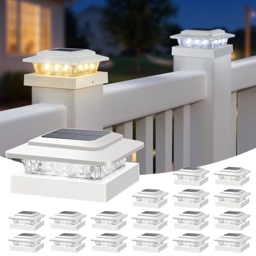 kolpop Solar Post Cap Lights 18 Pack, 3 Lighting Modes& 2 Level Brightness