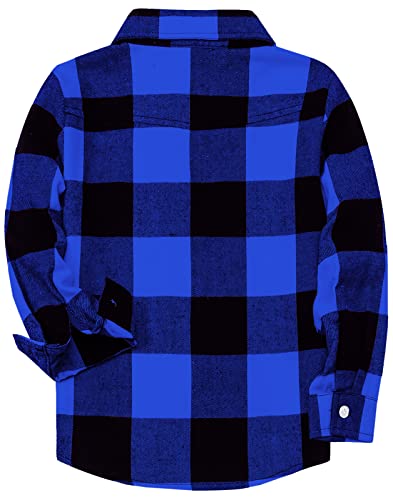 Sangtree Boys Flannel Plaid Shirts Casual Long Sleeve Button Down Shirt Dad And Son Matching Shirts,Blue Black Plaid, 18-24 Months = Tag 9 #TOP2