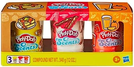 PLAY-DOH Aromas compuesto de modelado perfumado para el desayuno para niños de 3 años en adelante, paquete de 3, recipientes de 4 onzas, no tóxico