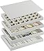 Neateam Schmucktablett Schmuckkästchen mit 4 Ebenen Stapelbar, PU Leder Schmuckaufbewahrung mit Deckel, Schmuckkasten Damen Schmuck Organizers Schmuckbox aus Samt für Halskette Armband Uhr–Grau Armband günstig Kaufen-Neateam Schmucktablett Schmuckkästchen mit 4 Ebenen Stapelbar, PU Leder Schmuckaufbewahrung mit Deckel, Schmuckkasten Damen Schmuck Organizers Schmuckbox aus Samt für Halskette Armband Uhr–Grau