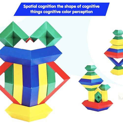 Image of Kidology Baby Shape Sorting Toy Montessori Sensory Toys with Colorful Cube | Shape Sorting Bin with Elastic Bands Fine Motor Skill Early Learning Preschool Educational (Stacking Tower Block-15Pcs)