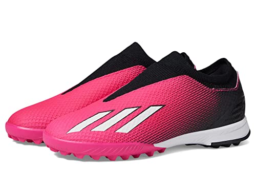 adidas X SPEEDPORTAL.3 Laceless Turf Soccer Shoe, Team Shock Pink/Zero Metallic/Black, 2.5 US Unisex Little Kid