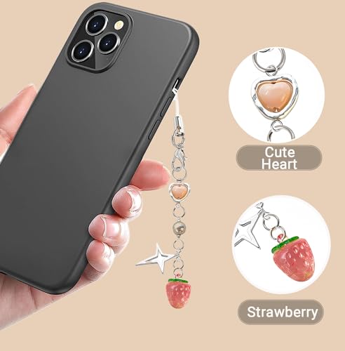 YeertMii Phone Charm Cute,Kawaii Phone Charms Aesthetic,Cute Strawberry Phone Charm Y2K Star Heart Accessories for Women Girls (Silver)