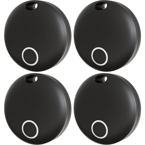Key Finder, Bluetooth Tracker Working with Apple Find My (iOS Only) | IP67 Waterproof Tracker for Outdoor, Luggage Tracker for Phone | Find My Keys Device, Battery Replaceable, 4 Pack