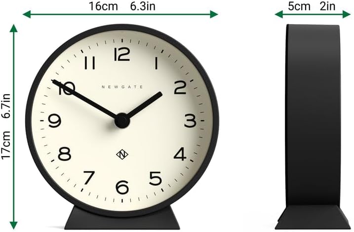 Small Black and White Acrylic Mantel Clock with Quartz Movement