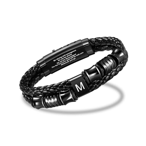Pulsera de cuero para hombres con hebilla ajustable en acero inoxidable miniatura 1
