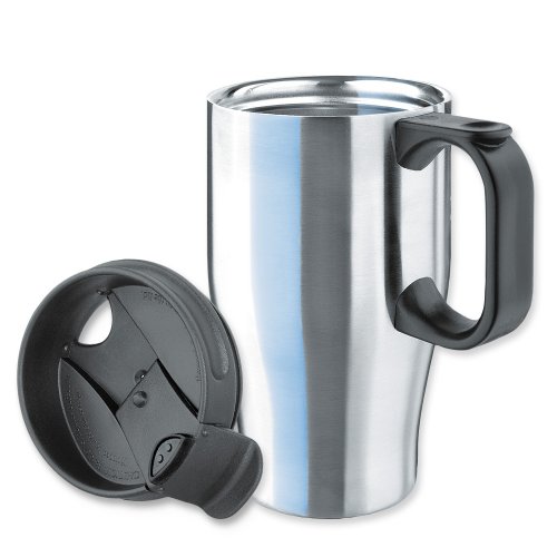 liteXpress Isosteel VA-9572 - Taza térmica con Tapa de plástico con Cierre y Base Antideslizante, Doble Pared de Acero Inoxidable 18/8, 0,4 L, Color Plateado