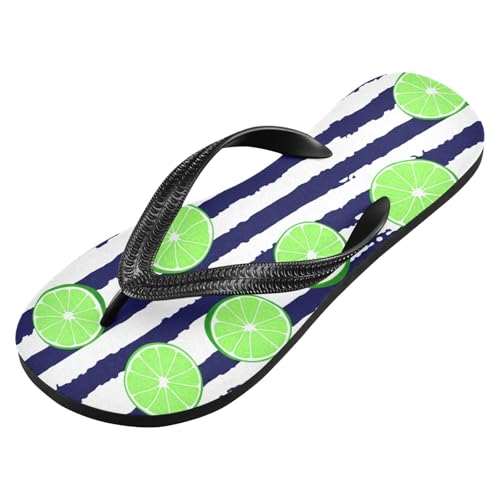 Lime Blue Stripe Flip Flops for Beach Thong Sandals Anti-slip Lightweight Beach Shoes for Summer Outdoor Travel2
