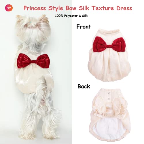 Princess Bow Silk Texture Dress, Pixel Monster Puppy Dog Clothes For Small Dogs Girl & Boy, Classic Designer Small Medium Dogs Clothes For Yorkie, Chihuahua, Frenchie, Etc. (S) #TOP2