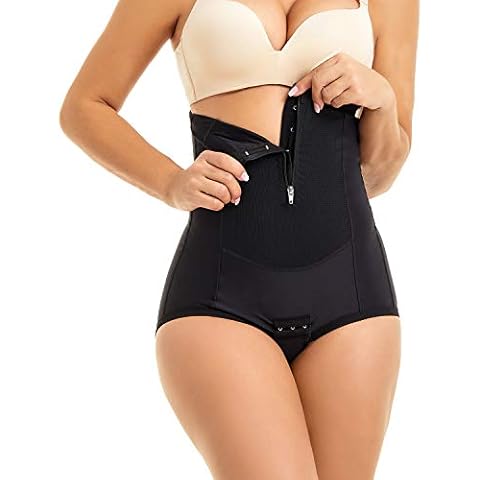 MOVWIN Postpartum Belly Wrap C Section Panties Belly Band Abdominal Compression Corset Girdle Shorts with Zipper Cover