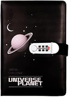 NectaRoy A5 Lockable Diary, PU Leather Password Notebook(Universe Planet), Secret Travel Journal with Lock for Office School Supplies Student Stationery Birthday Gift, 210x145mm