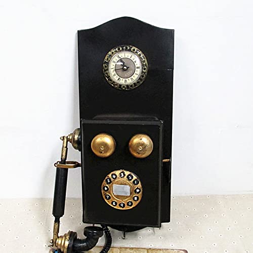 QIaoob Retro Wall Mounted Corded Telephone - Classic Old-Fashioned Telephone Model - Home Cafe Bar Window Ornament - 55cm