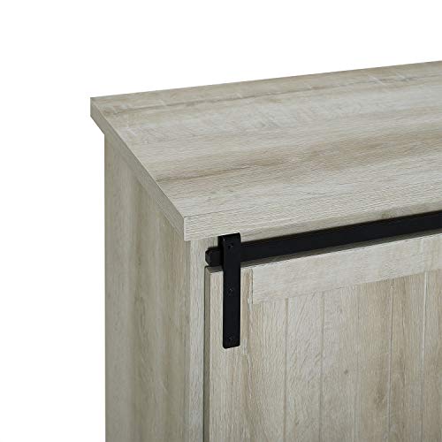 Walker Edison Carson Modern Farmhouse Sliding Slat Door Storage Cabinet, 32 Inch, White Oak #TOP3