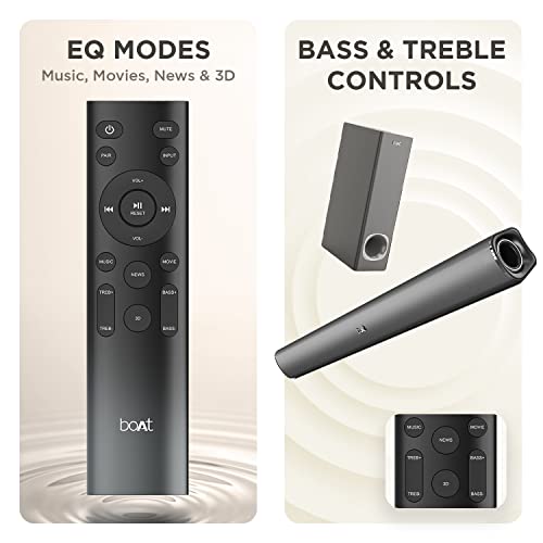 Image of boAt Aavante Bar 1200N Bluetooth Soundbar with 100W RMS Signature Sound, 2.1 Channel, Multi-Compatibility Modes, Wired Subwoofer, EQ Controls & Master Remote Control(Premium Black)