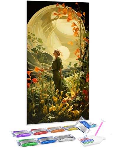 Art du diamant grand format idée cadeau créatif kit tableau fille fleur Jumpdot
