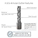 Accusize Industrial Tools 9/16'' Cutting Dia, 3/4'' Weldon Shank, 2'' Cutting Depth H.S.S. Annular Cutters, 2081-2014