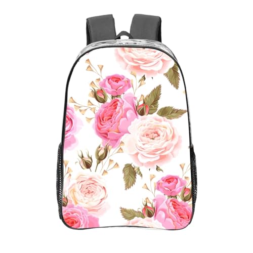 Grand sac à dos pour étudiant léger transparent et fleuri rose usage quotidien durable