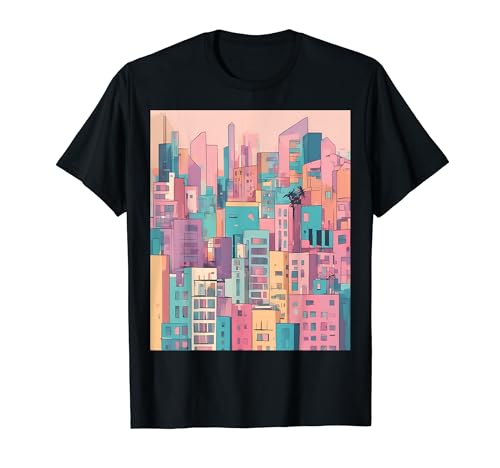 Abstract Urban Pulse Pastel Visual T-Shirt