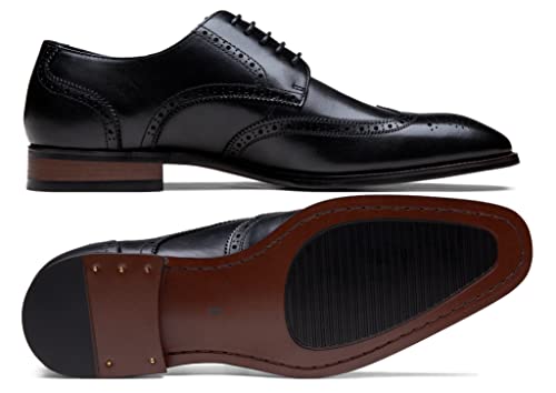 Image of Jousen Men's Dress Shoes Leather Wingtip Formal Business Oxford Shoes Brogue Retro Derby Dress Shoes for Men