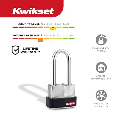 Kwikset Laminated Steel Padlock with Hardened Steel Shackle, 4-Pack, Silver - image 2