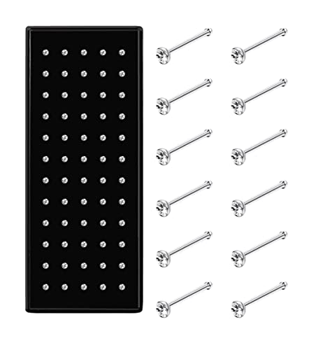 Jstyle 22G 60 Pcs Stainless Steel Nose Studs Rings Piercing Pin Body Jewelry S 1.5Mm #TOP1