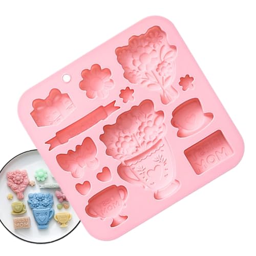 Genérico Moldes Chocolate Día de la Madre | 13 Cavidades Antiadherente Reutilizable Utensilio Repostería,Moldes de Silicona para Dulces,Para Día De La Madre Pasteles Repostería Galletas Chocolate