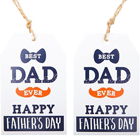 Anwyll Fathers Day Gift Tags, 100 Pcs Happy Father's Day Paper Gift Tags with String Best Dad Ever Paper Hang Tags for DIY Crafts,Father Party Birthday Gift Wrapping