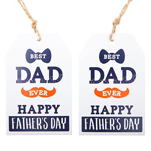 Anwyll Fathers Day Gift Tags, 100 Pcs Happy Father's Day Paper Gift Tags With String Best Dad Ever Paper Hang Tags For Diy Crafts,Father Party Birthday Gift Wrapping #TOP3