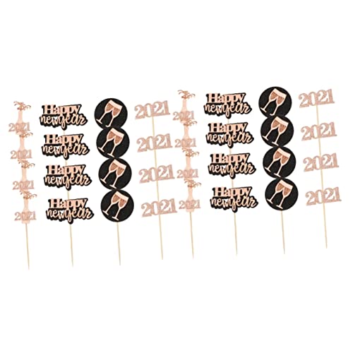 ABOOFAN 40 Pçs Escolha Para Aniversário A Anos Decoração De Festa Brilho Cuake Eve Toppers Picaretas