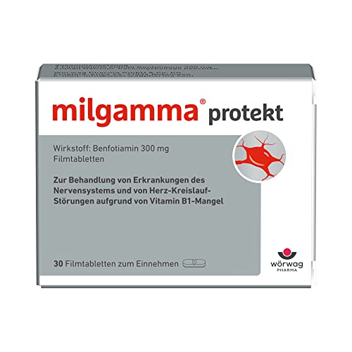 milgamma protekt 30 Stück: Mit Benfotiamin zur Behandlung von Symptomen bei Nervenschäden infolge eines Vitamin-B1-Mangels besonders hohe Bioverfügbarkeit 1x tägliche Einnahme