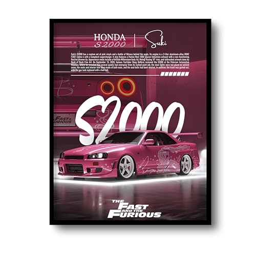 Image of Posternet HONDA S2000 Wall Poster Frames | 12x18 inch | Fast and Furious Themed JDM Cars | Hanging Wall Artwork Frames for Living Room, Bedroom, Office and Etc
