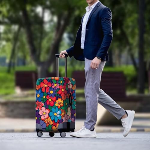Hippie Flowers Luggage Covers,Suit Case Covers for Luggage,Travel Luggage Cover Suitcase Protector Fits 18-32 Inch Luggage3