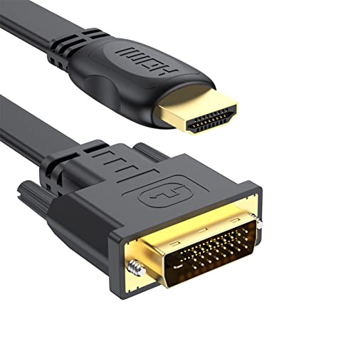 Dvi To Hdmi Cable 10Ft, Bi-Directional Hdmi To Dvi-D Video Converter Cord, Hdmi Dvi Adapter Cable Male To Male Gold Plated Flat Design, Compatible For Computer, Gaming, Raspberry Pi, Roku, Ps4… #TOP29