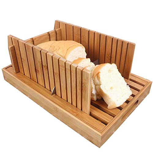 Brotschneidemaschine Für Brot, Hausgemachte Bambus Natur, Faltbare Schale Mit Einer Dicke Einstellbar Für Picks Krümel Für Selbst Gebackenes Brot Und