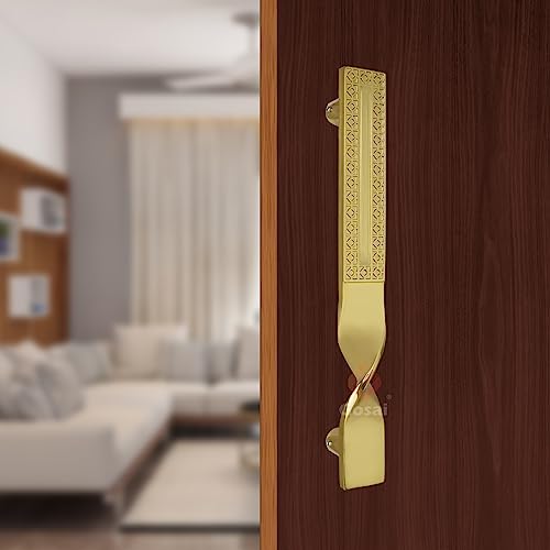 Image of GOSAI 12 Inch Twist Main Door Handle /Door Handles for Door /Glass Handle /Pull All The Doors of House|Office|Facotry|Hospital (Premium Gold Handle) Pack 1 pcs
