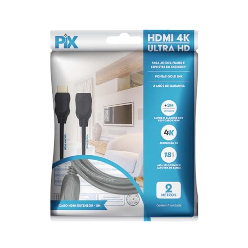PIX Cabo HDMI 2.0 4K Hdr 19P 2 Metros ULTRAHD 3D