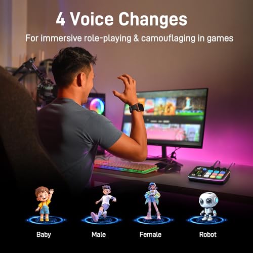 MAONO Gaming Audio Podcast Mixer, Streaming RGB PC Mixer with XLR Microphone Interface, Bluetooth, Volume Fader, Mute Button, 48V Phantom Power, for Podcast/Recording/Vocal/Game Voice-G1 NEO, Black - Image 4 thumbnail