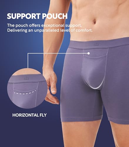 DAVID ARCHY Mens Underwear Cotton Boxer Briefs with Pouch Ultra Moisture Wicking Breathable Soft with Horizontal Fly 3 Pack4