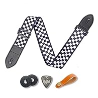 Compatible with all guitars our guitar strap is compatible with your bass, electric and acoustic guitars; The guitar strap has a width of 2 inch and a length that's adjustable anywhere between 28 inch and 56 inch to meet different needs and keeps sta...