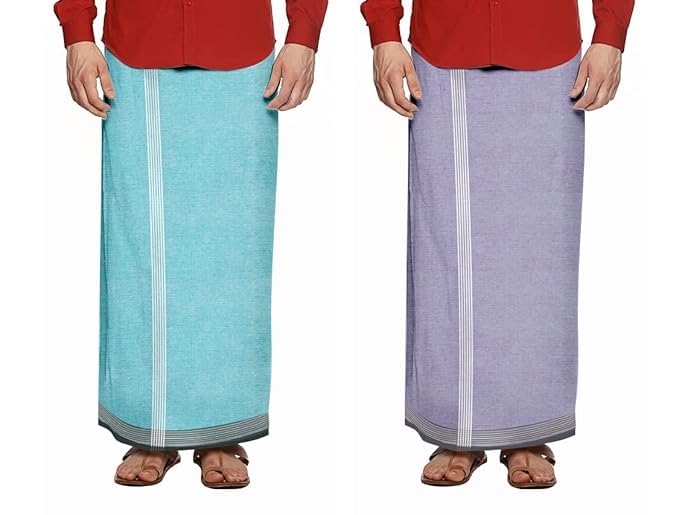 Image of Men's Cotton Lungi | Traditional Indian Wear | Soft & Breathable Checked Lungis for Daily Comfort, Home Wear & Casual Use | Free Size Wrap
