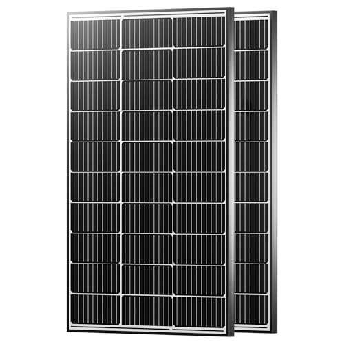 Image of JJN 200 Watt Solar Panels, 12V 100W Solar Panel 2PCS,10BB Monocrystalline 23% High Efficiency PV Module Power Charger for RV, Home, Farm, Boat, Caravan and Off-Grid Applications