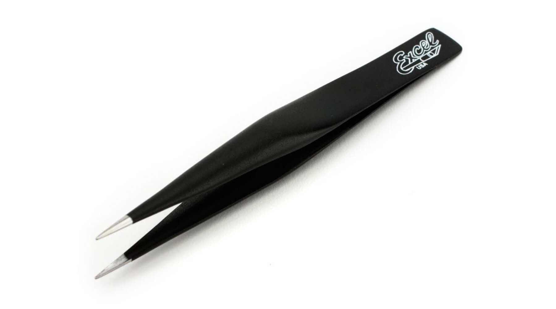 Excel Blades Black Excel Metal Hollow Handle Tweezers 4.5-Inch