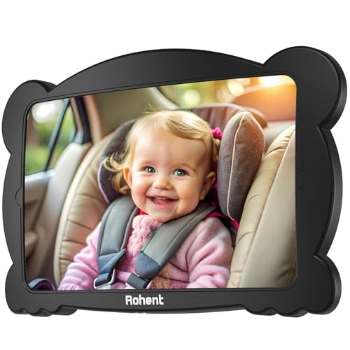 Image of Rohent Carseat Mirrors Rear Facing: Adjustable Shatterproof Car Seat Mirror for Baby Rear Facing Seat Easy Install on Headrest - Stable Clear Wide View Easy to See Newborn Toddler